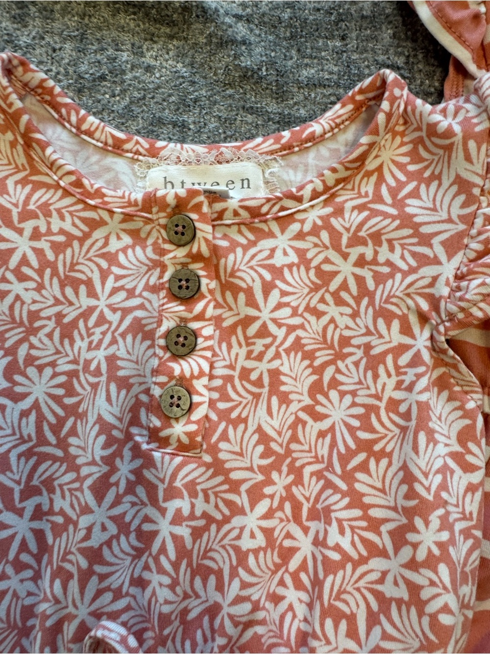 btween Pink Patterned & Striped Flutter Romper Set - Picture 2 of 4